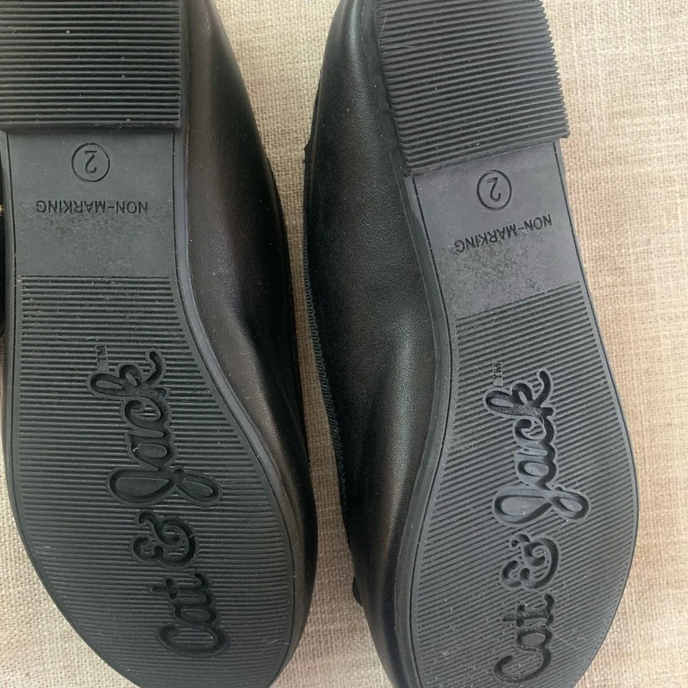 Lot of 2 Cat & Jack Black Girls' Flats Set with Studded Mary Jane & Bow Ballet